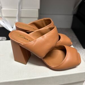 $790 Santoni Women's Brown Cactus Leather Slide Sandal Shoes Size EU 35 US 5 NIB